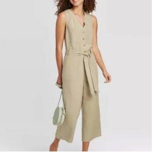 A New Day Linen Blend Sleeveless Jumpsuit S NWOT
